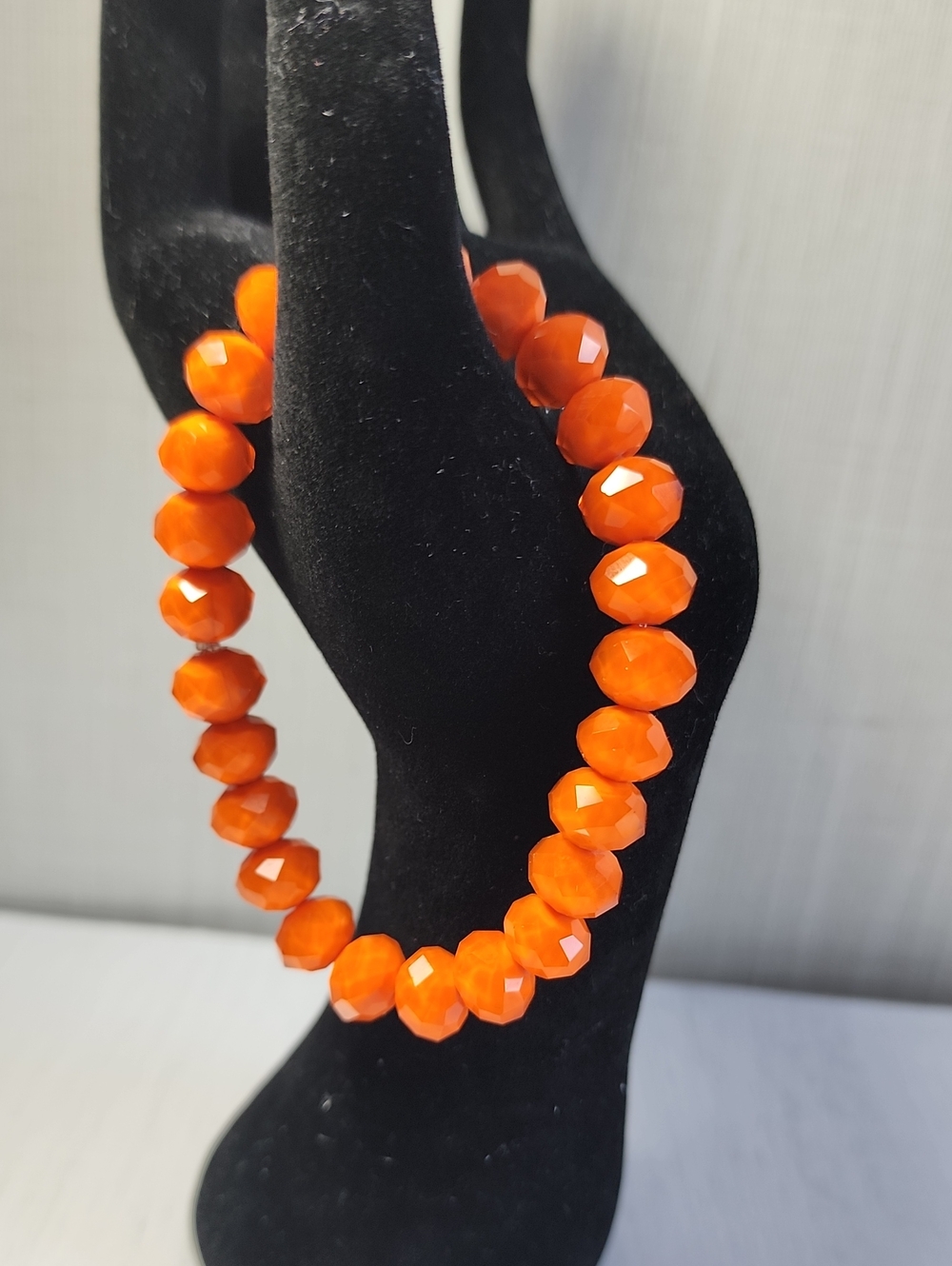 Orange Faceted Bead Stretch Bracelet - Brand